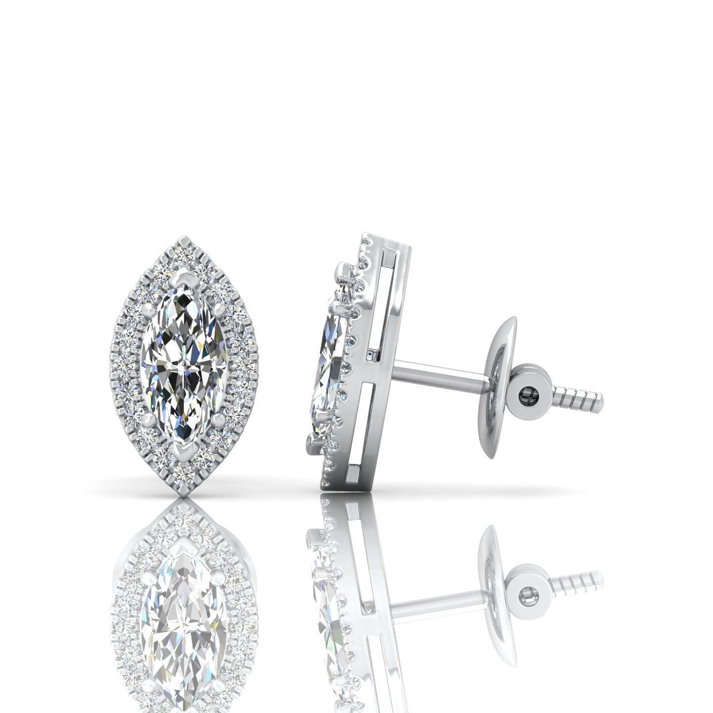 Marquise Shape Diamond Halo Earrings, 18k White Gold - Image 6