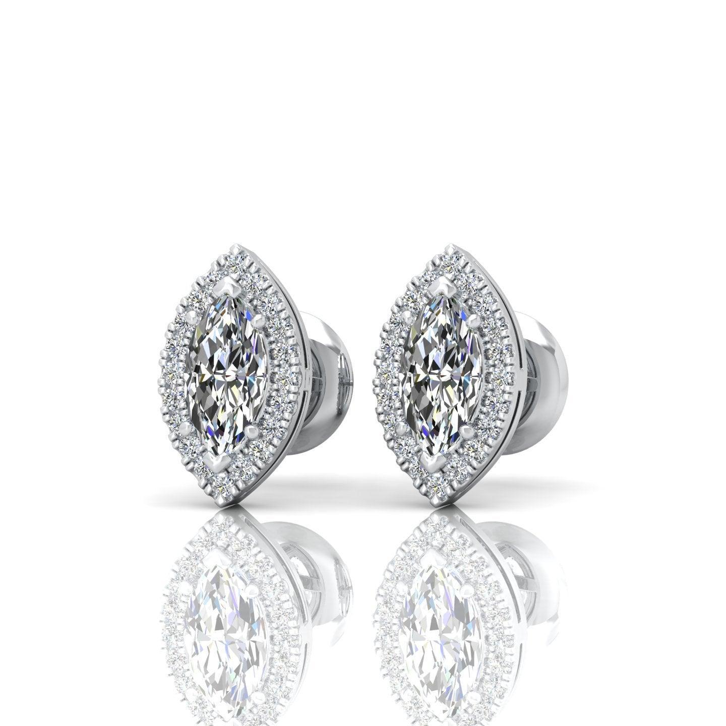 Marquise Shape Diamond Halo Earrings, 18k White Gold - Image 7