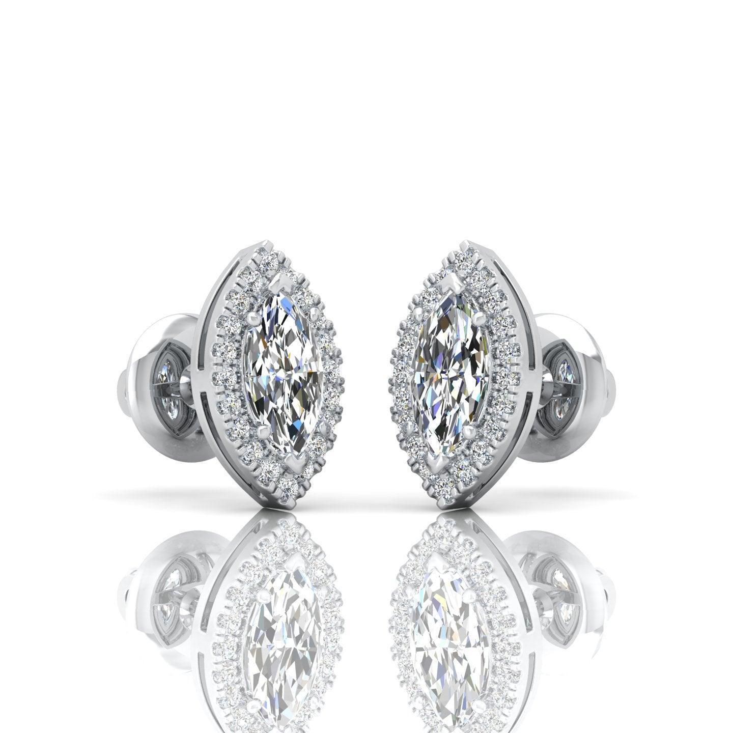 Marquise Shape Diamond Halo Earrings, 18k White Gold - Image 8
