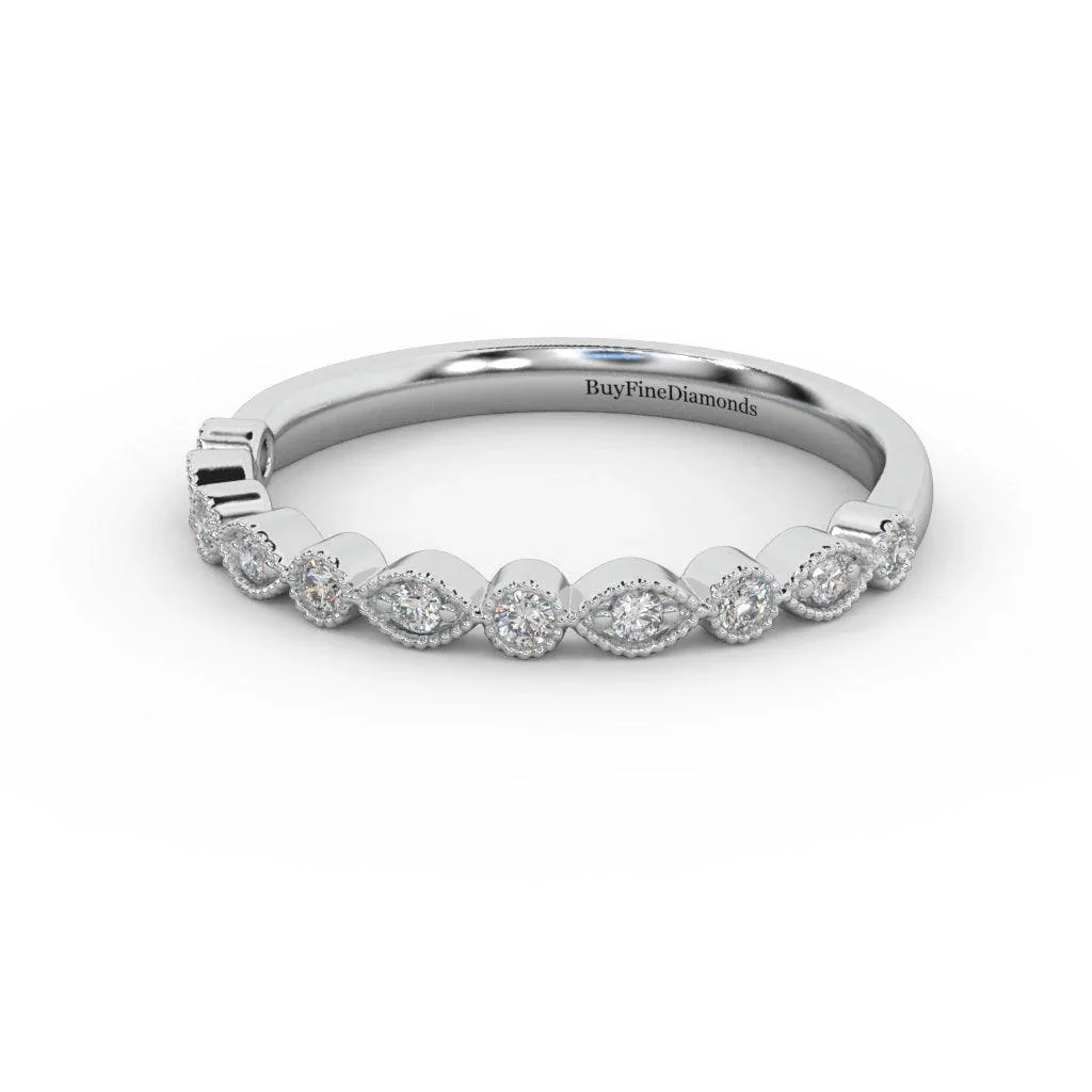 Milgrain Bezel Set Natural Round Diamond Designer Half Eternity Ring - 0.20 Carat - Image 2