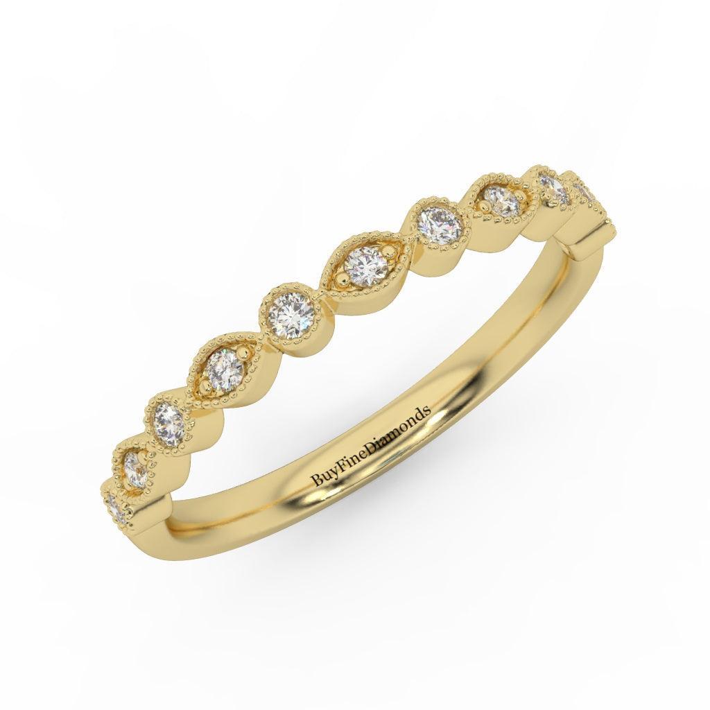 Milgrain Bezel Set Natural Round Diamond Designer Half Eternity Ring - 0.20 Carat - Image 3