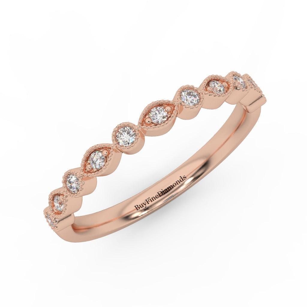 Milgrain Bezel Set Natural Round Diamond Designer Half Eternity Ring - 0.20 Carat - Image 4