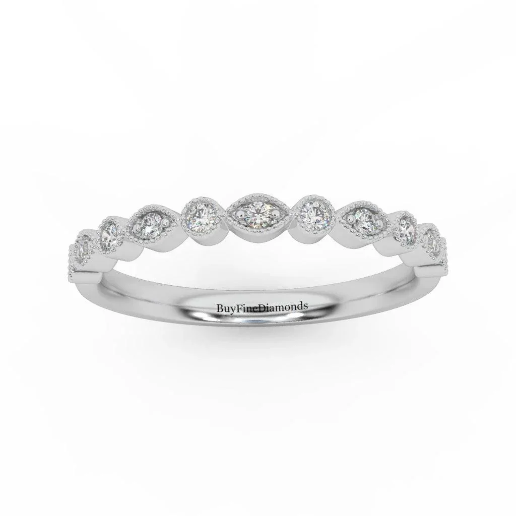 Milgrain Bezel Set Natural Round Diamond Designer Half Eternity Ring - 0.20 Carat - Image 5