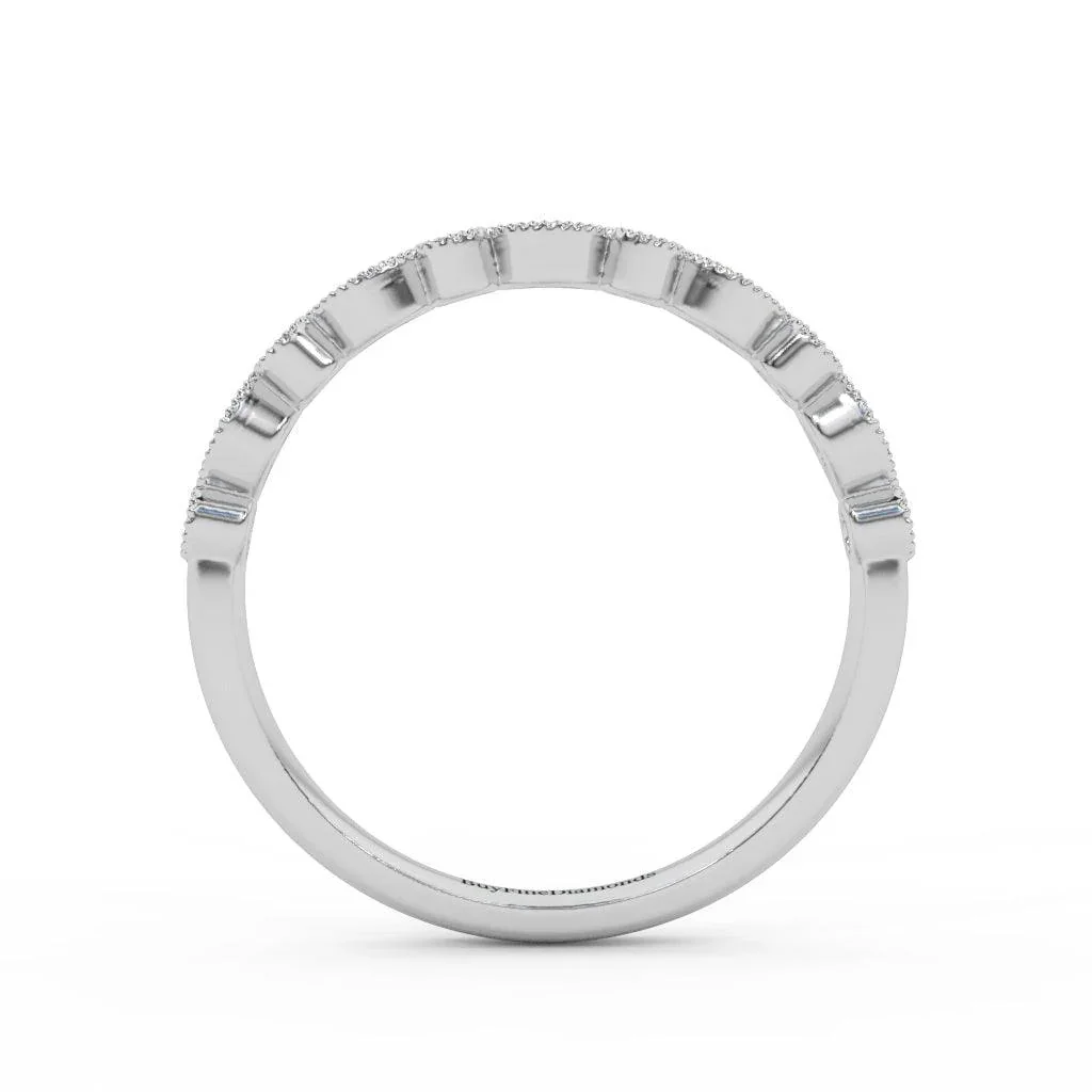 Milgrain Bezel Set Natural Round Diamond Designer Half Eternity Ring - 0.20 Carat - Image 7