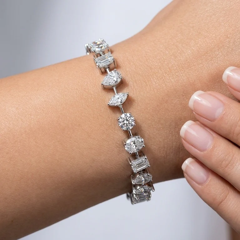 11.15Ct Multi Shape Lab Diamond Tennis Bracelet In 9k White Gold 14grams - Image 5