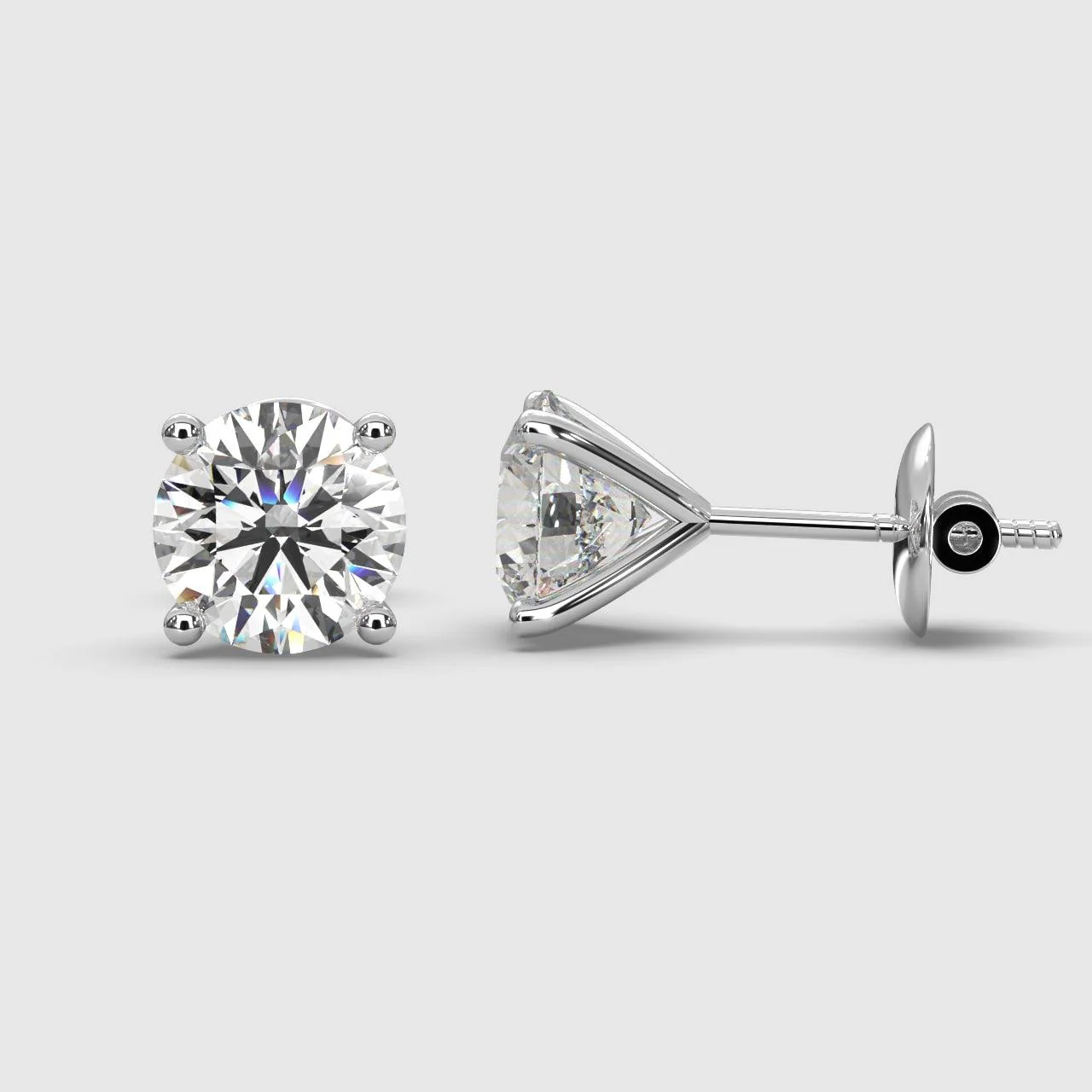 Natural E/VS 2.00Ct Round Diamond Martini Stud Earrings in Platinum - Image 2