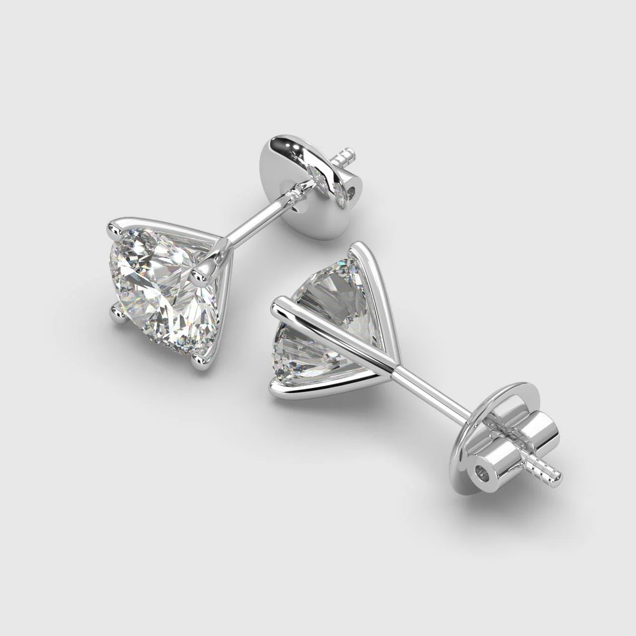 Natural E/VS 2.00Ct Round Diamond Martini Stud Earrings in Platinum - Image 3