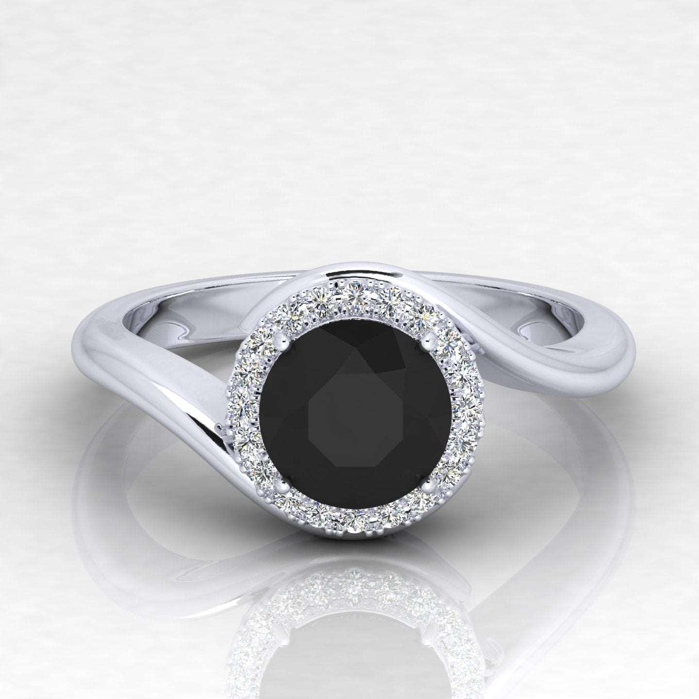 1.25 Carat Black Diamond Halo Engagement Ring For Her In Variant Metal - Image 4