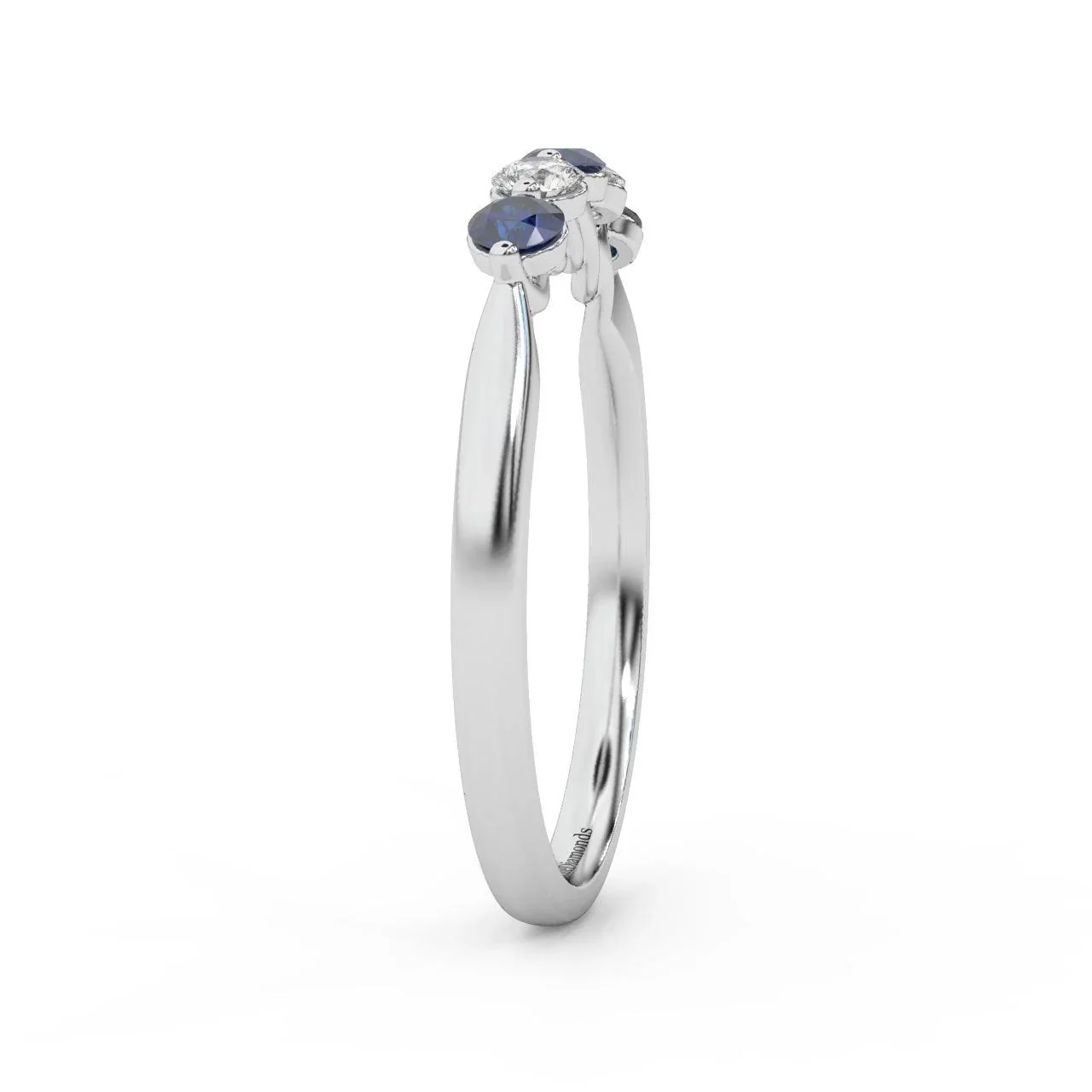 Natural Blue Sapphire Round & Diamond Women's Wedding Band - 0.40 Carat - Image 6