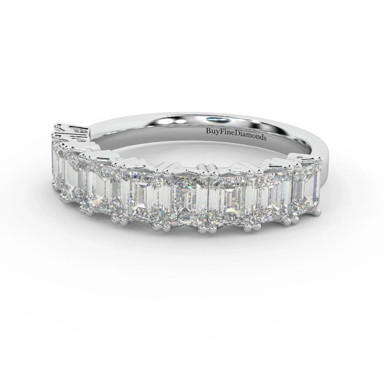 Natural Emerald Cut Women's Diamond Half Eternity Ring - 1.20 Carat - Image 2