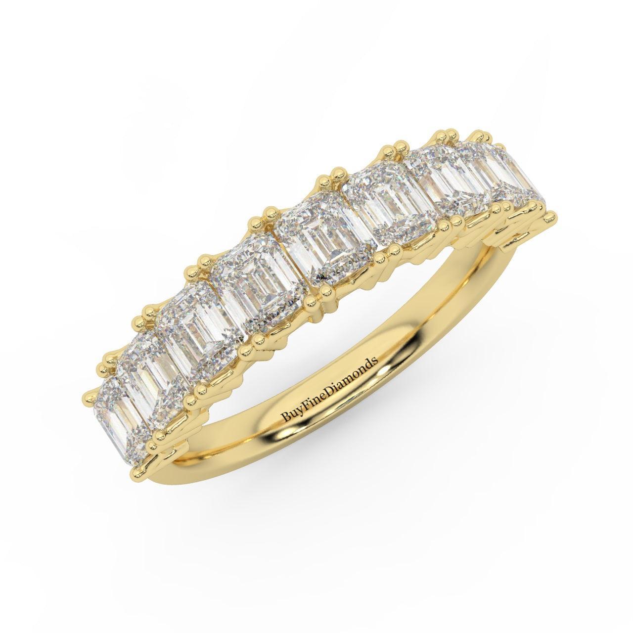 Natural Emerald Cut Women's Diamond Half Eternity Ring - 1.20 Carat - Image 3