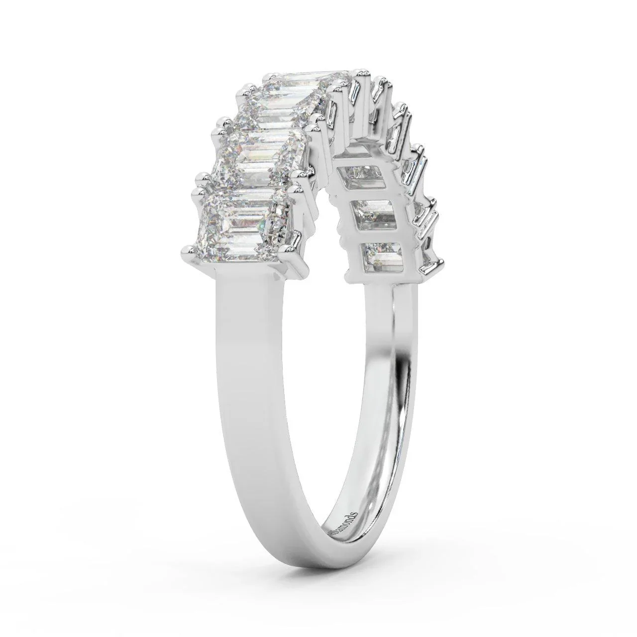 Natural Emerald Cut Women's Diamond Half Eternity Ring - 1.20 Carat - Image 6