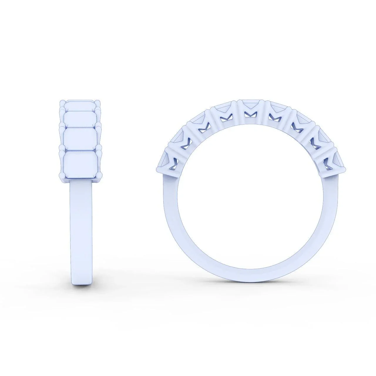 Natural Emerald Cut Women's Diamond Half Eternity Ring - 1.20 Carat - Image 8