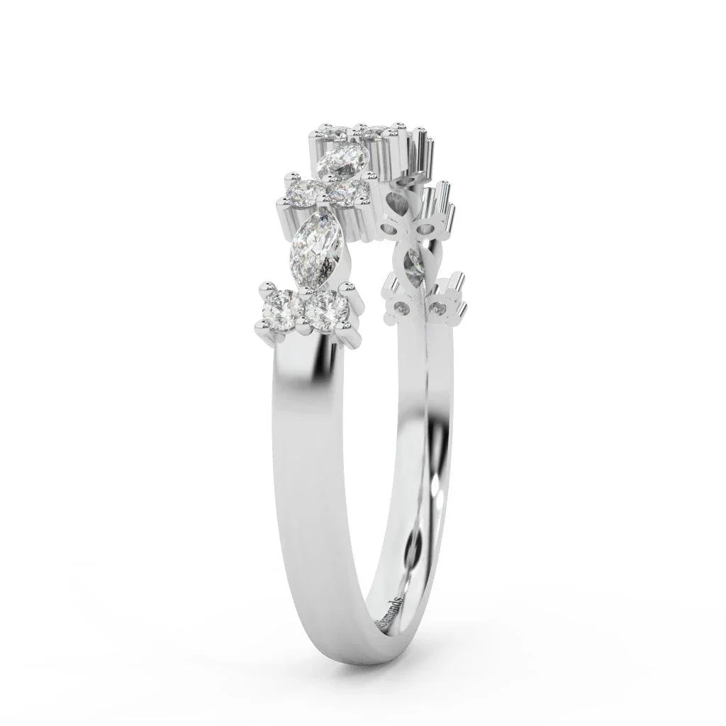 Natural Marquise & Round Diamond Designer Wedding Ring For Women - 0.55 Carat - Image 6
