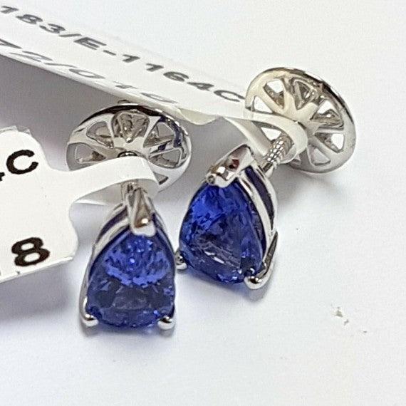 Natural Pear Tanzanite 1.80 Carat  Stud Earring in White Gold - Image 3