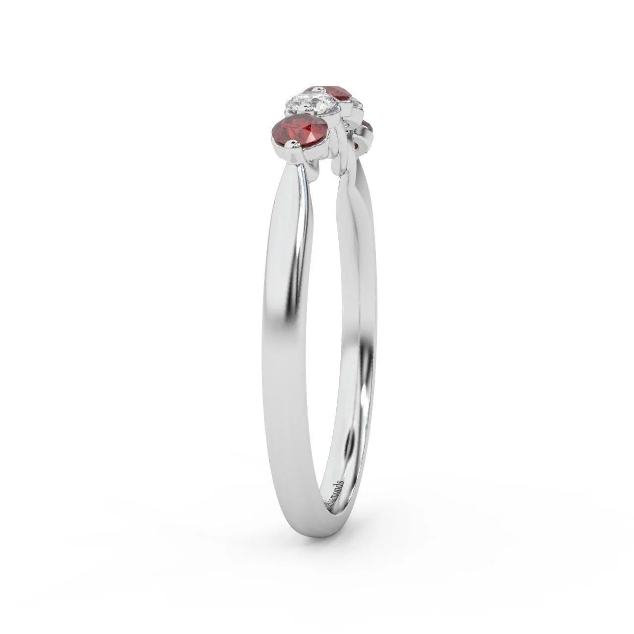 Natural Red Ruby Round & Diamond Women's Wedding Band - 0.40 Carat - Image 6