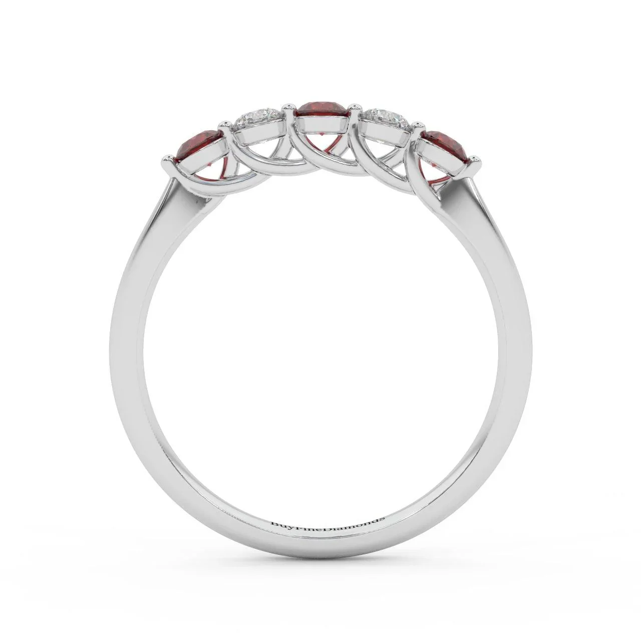 Natural Red Ruby Round & Diamond Women's Wedding Band - 0.40 Carat - Image 7