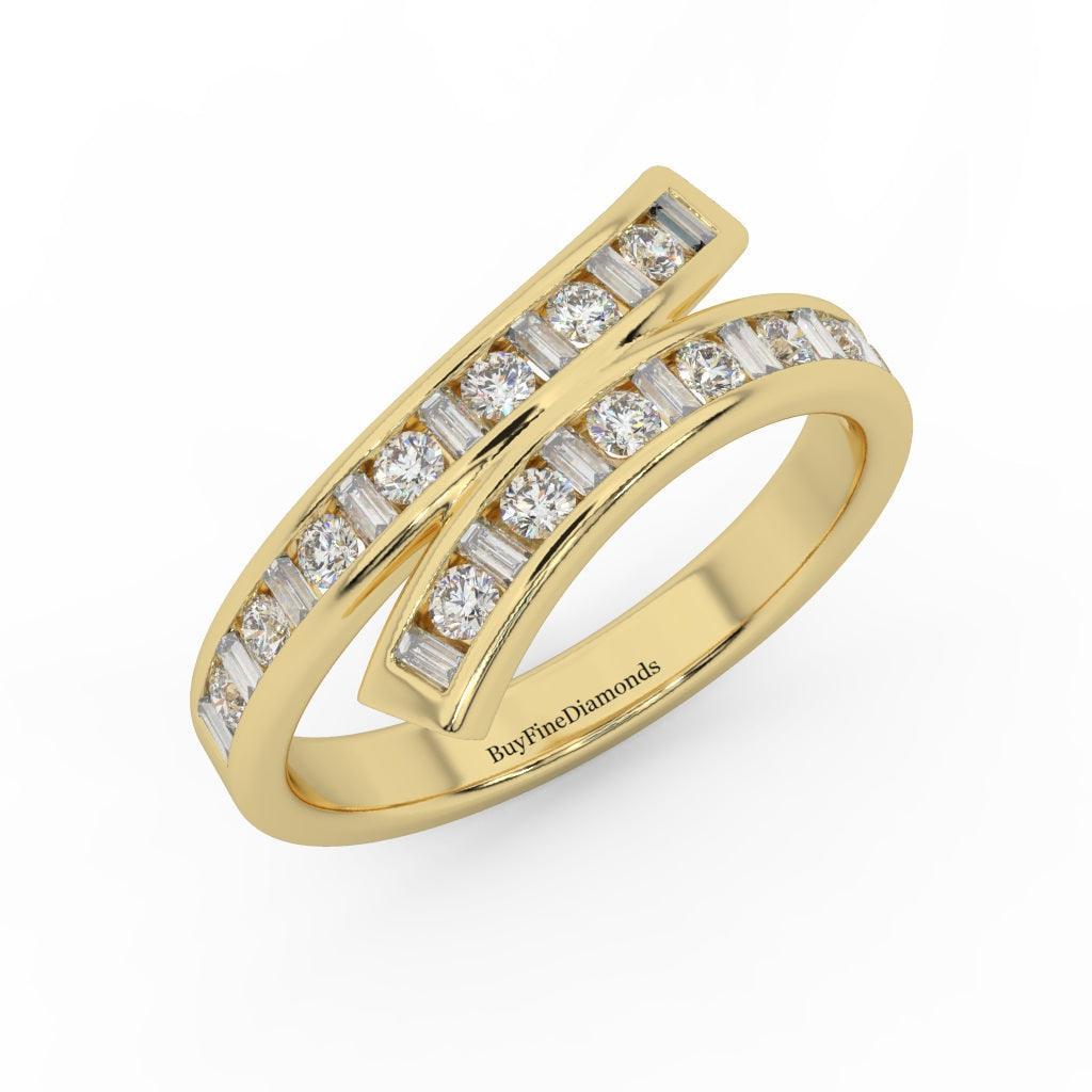 Natural Round & Baguette Diamond Designer Eternity Ring- 0.70 Carat - Image 3