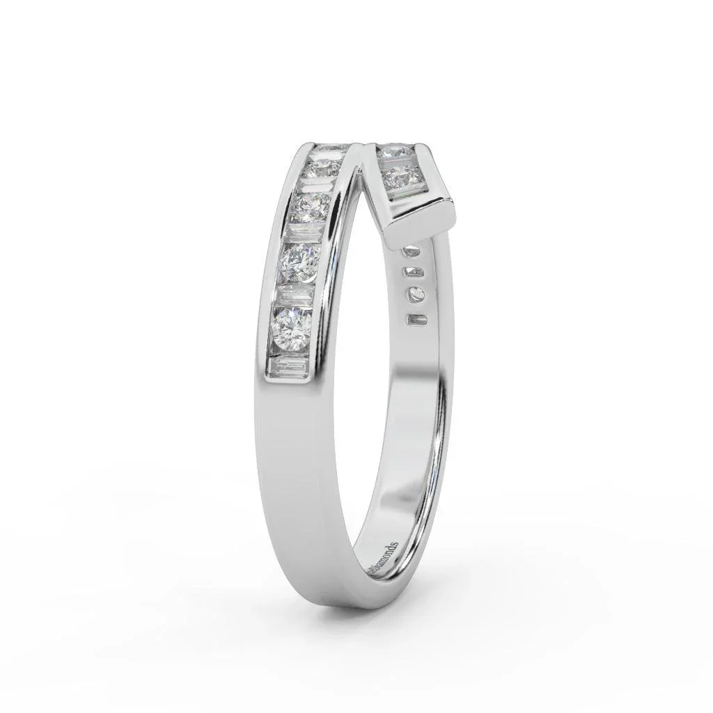 Natural Round & Baguette Diamond Designer Eternity Ring- 0.70 Carat - Image 6