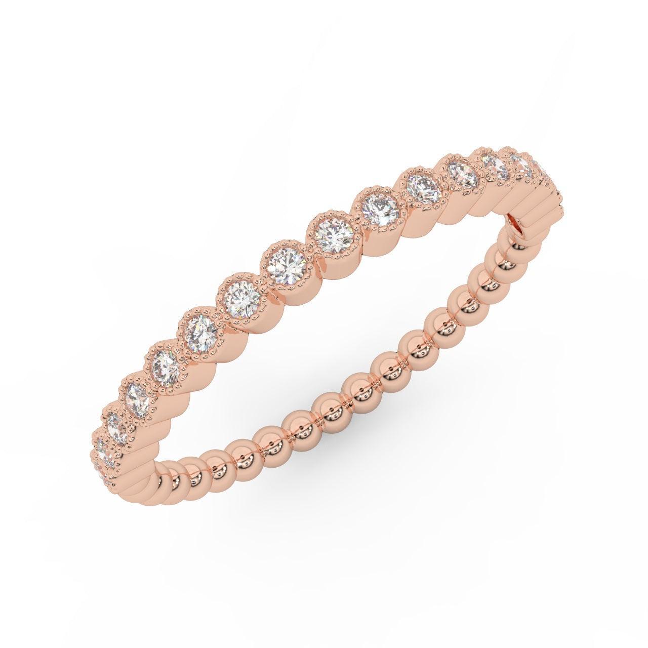 Natural Round Diamond Ball Shank Designer Half Eternity Ring 0.30 Carat - Image 4
