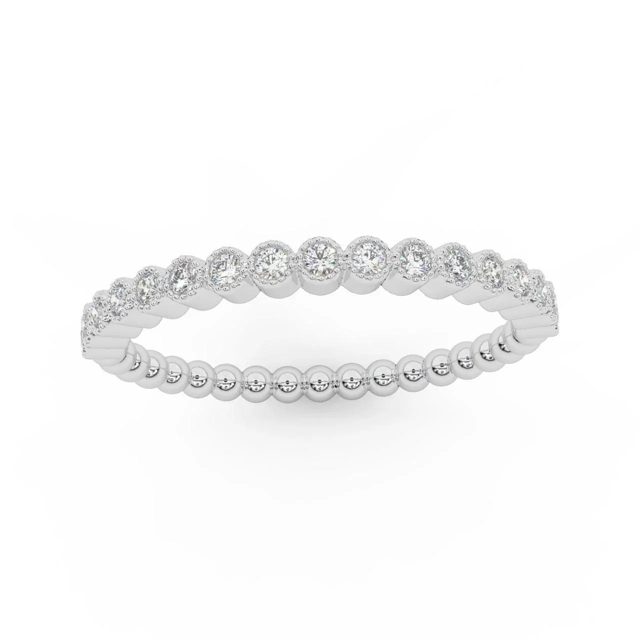 Natural Round Diamond Ball Shank Designer Half Eternity Ring 0.30 Carat - Image 5