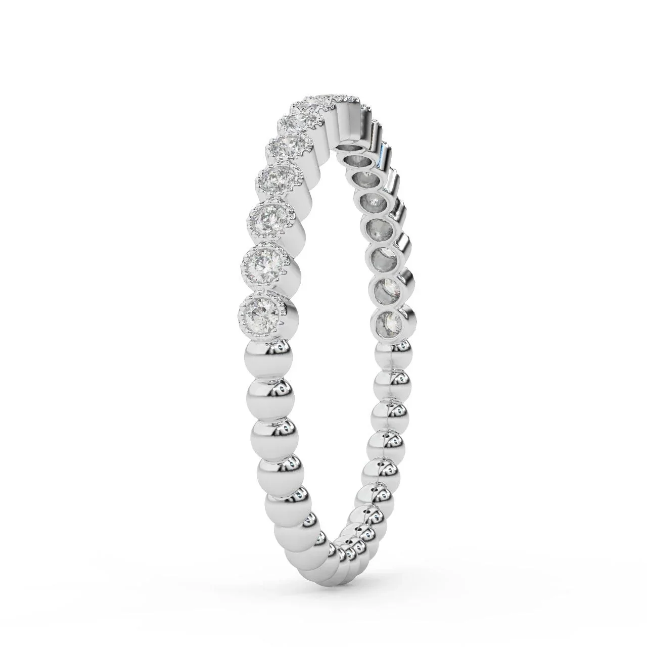 Natural Round Diamond Ball Shank Designer Half Eternity Ring 0.30 Carat - Image 7