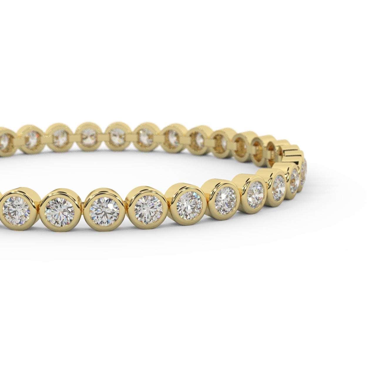 4.50Ct F/VS Natural Round Diamond Bezel Set Tennis Bracelet for Women's in Hallmarked 18k Yellow Gold - Image 2