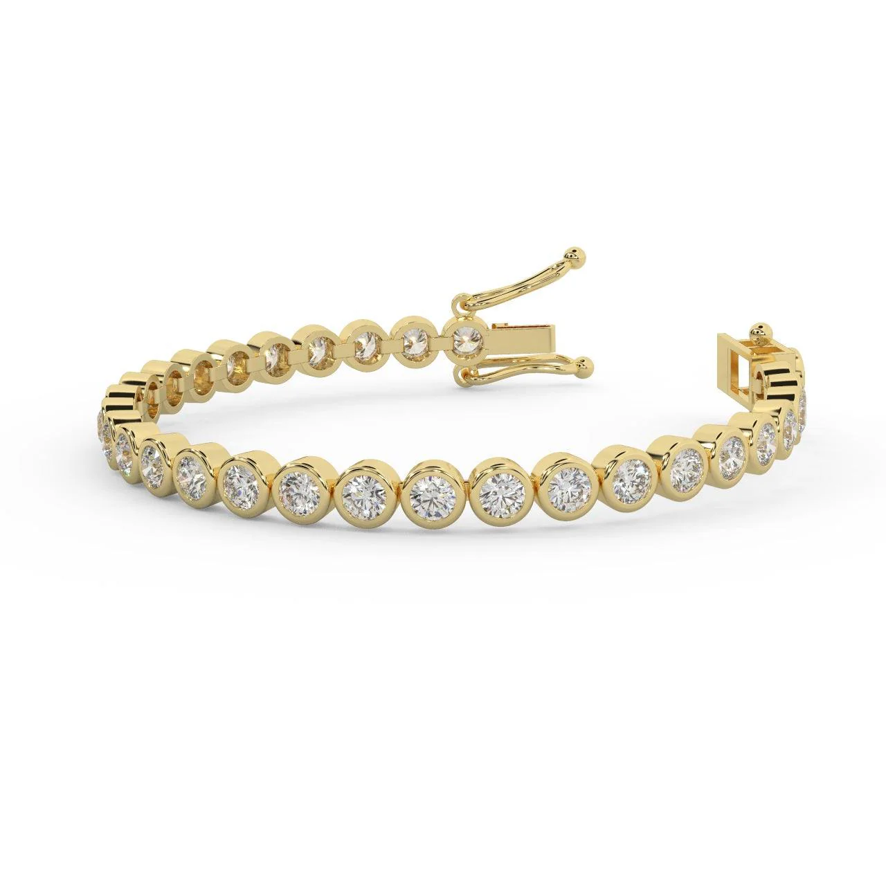 4.50Ct F/VS Natural Round Diamond Bezel Set Tennis Bracelet for Women's in Hallmarked 18k Yellow Gold - Image 3