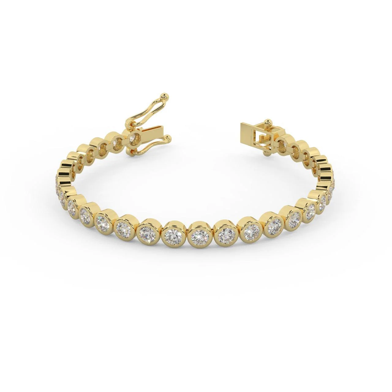 4.50Ct F/VS Natural Round Diamond Bezel Set Tennis Bracelet for Women's in Hallmarked 18k Yellow Gold - Image 4