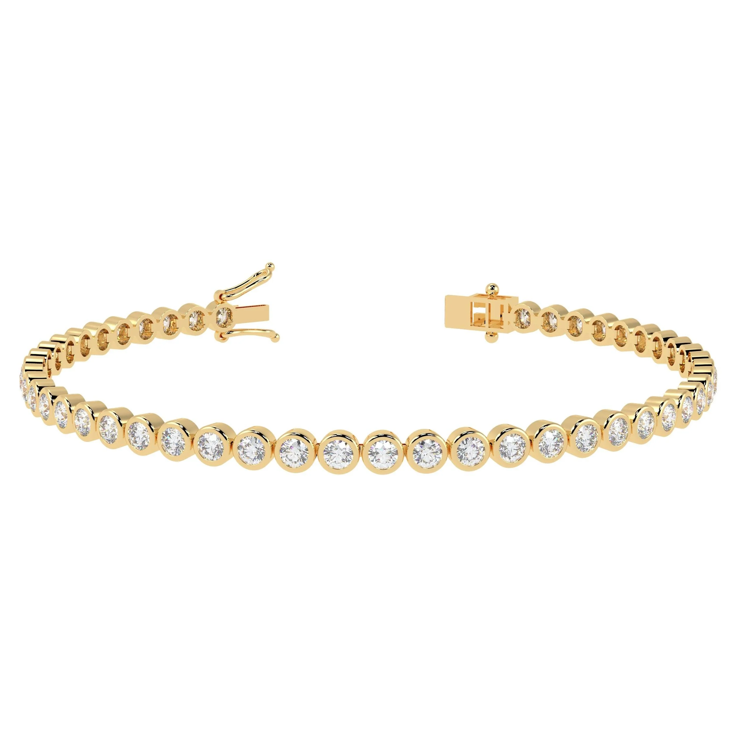 4.50Ct F/VS Natural Round Diamond Bezel Set Tennis Bracelet for Women's in Hallmarked 18k Yellow Gold - Image 6