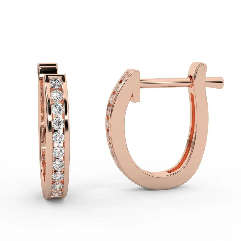 0.30 Carat Natural Round Diamond Hoop Earrings In White, Yellow, Rose Gold - Image 3