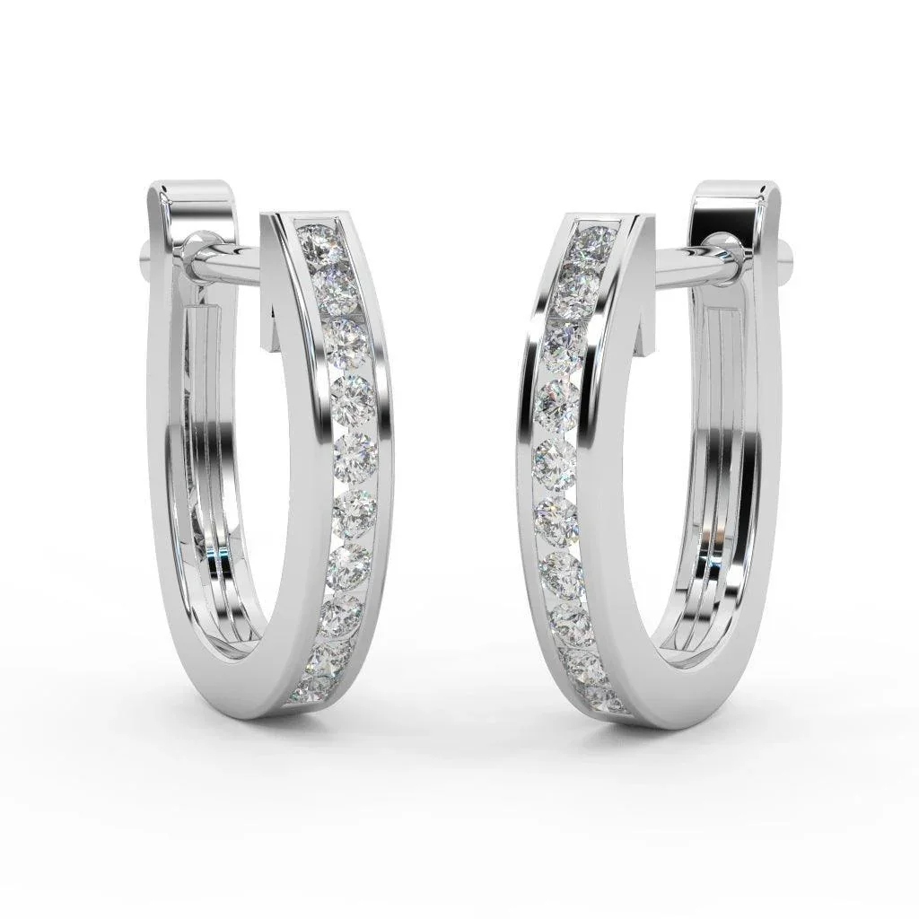 0.30 Carat Natural Round Diamond Hoop Earrings In White, Yellow, Rose Gold - Image 4