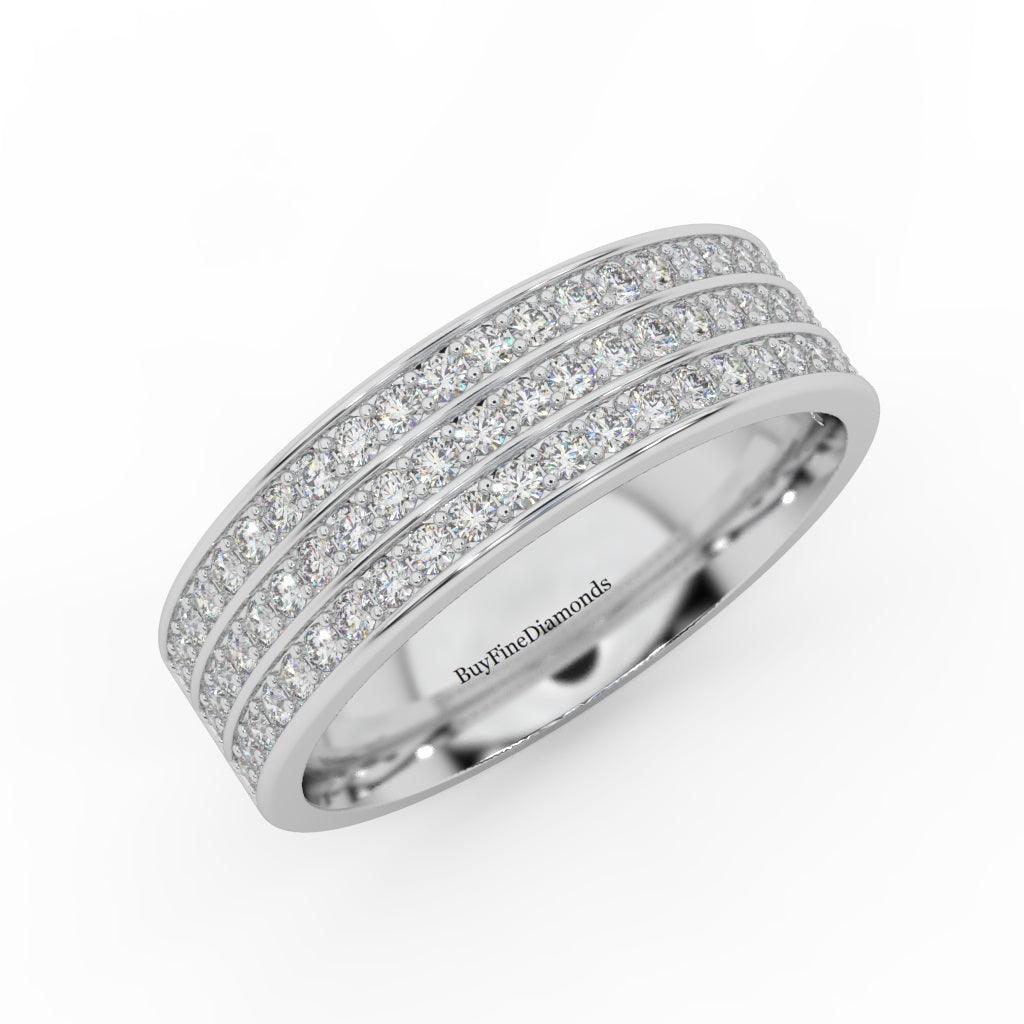 Natural Round Diamond Wedding Band Pave Set In Three Row  0.50 Carat
