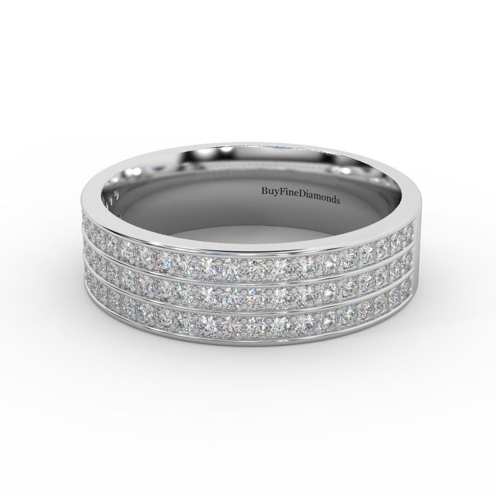 Natural Round Diamond Wedding Band Pave Set In Three Row  0.50 Carat - Image 2