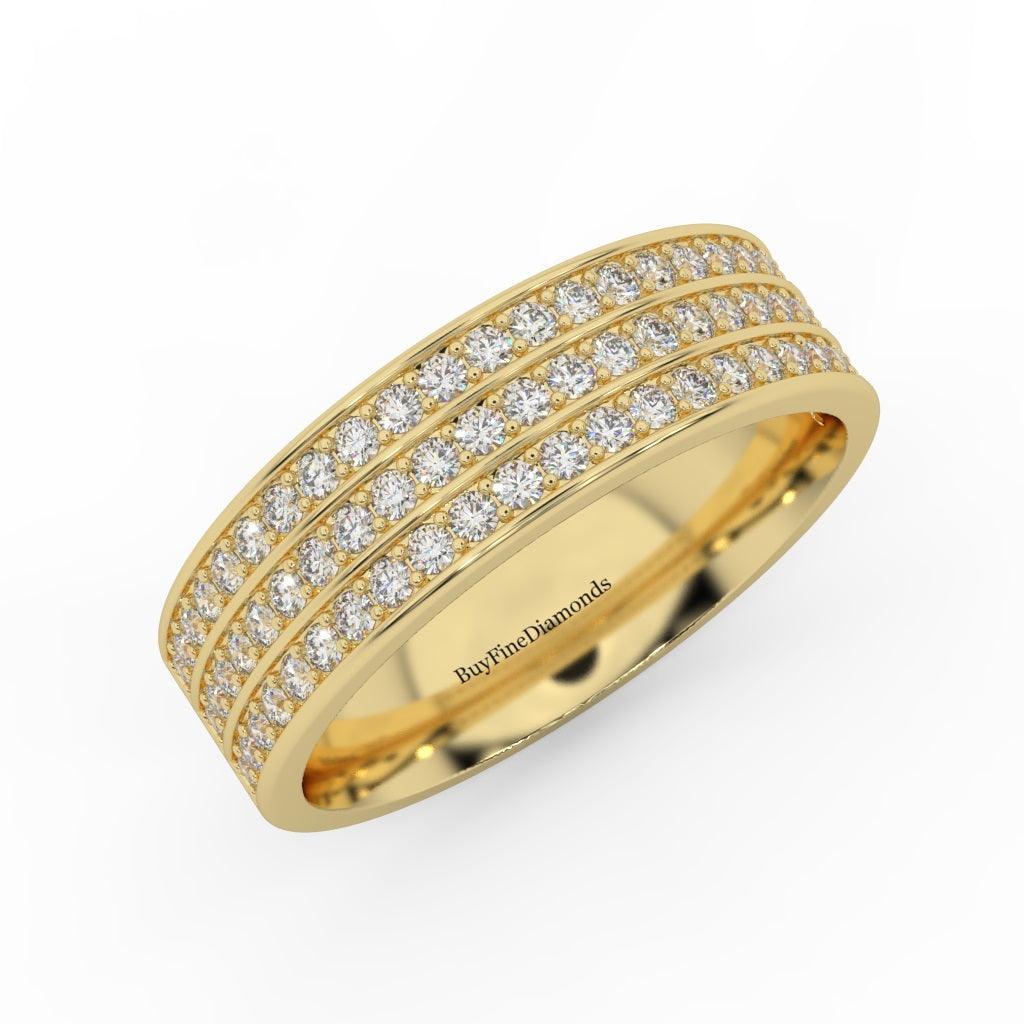 Natural Round Diamond Wedding Band Pave Set In Three Row  0.50 Carat - Image 3