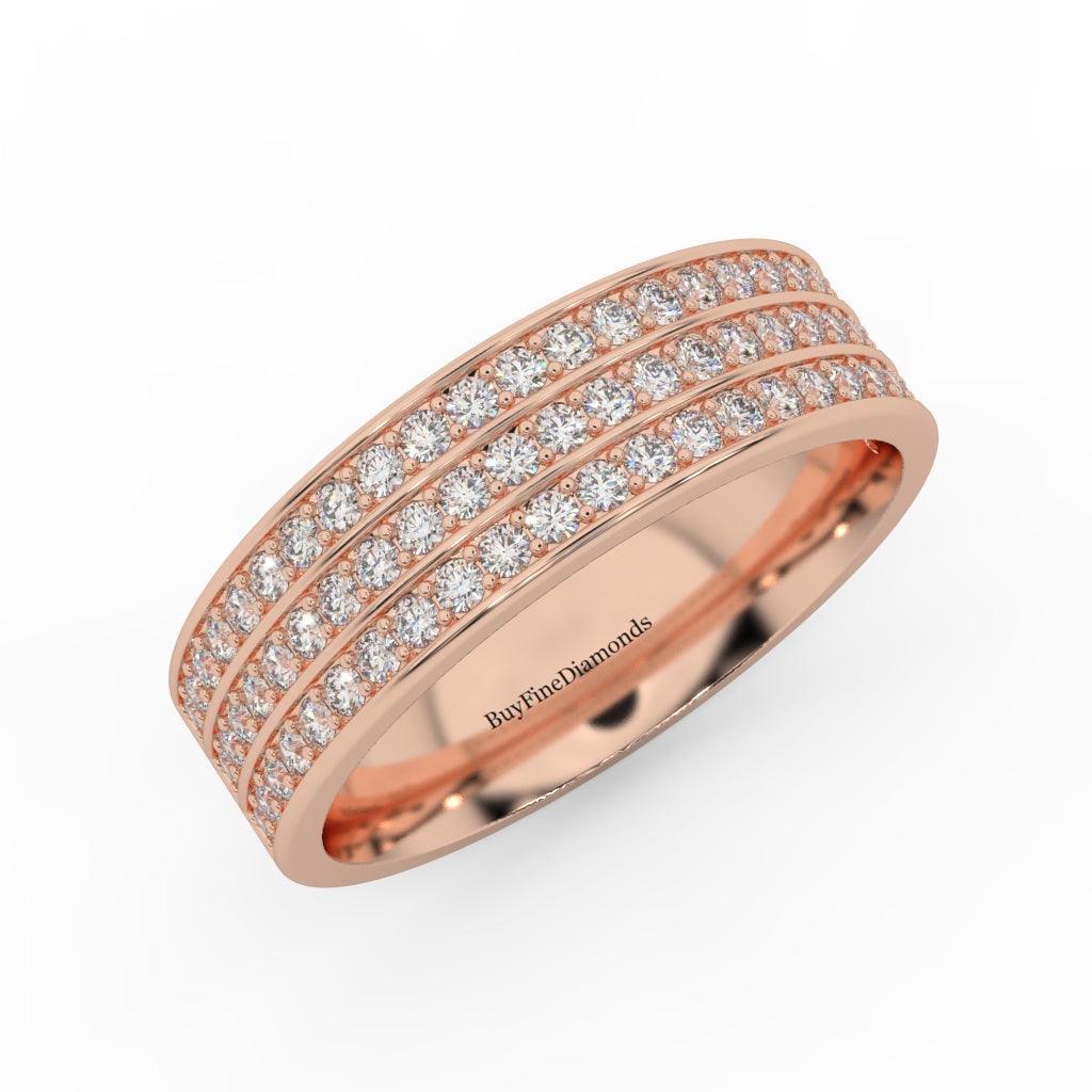 Natural Round Diamond Wedding Band Pave Set In Three Row  0.50 Carat - Image 4