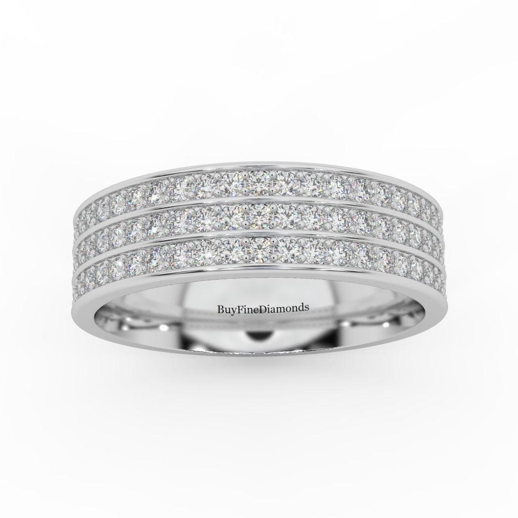 Natural Round Diamond Wedding Band Pave Set In Three Row  0.50 Carat - Image 5