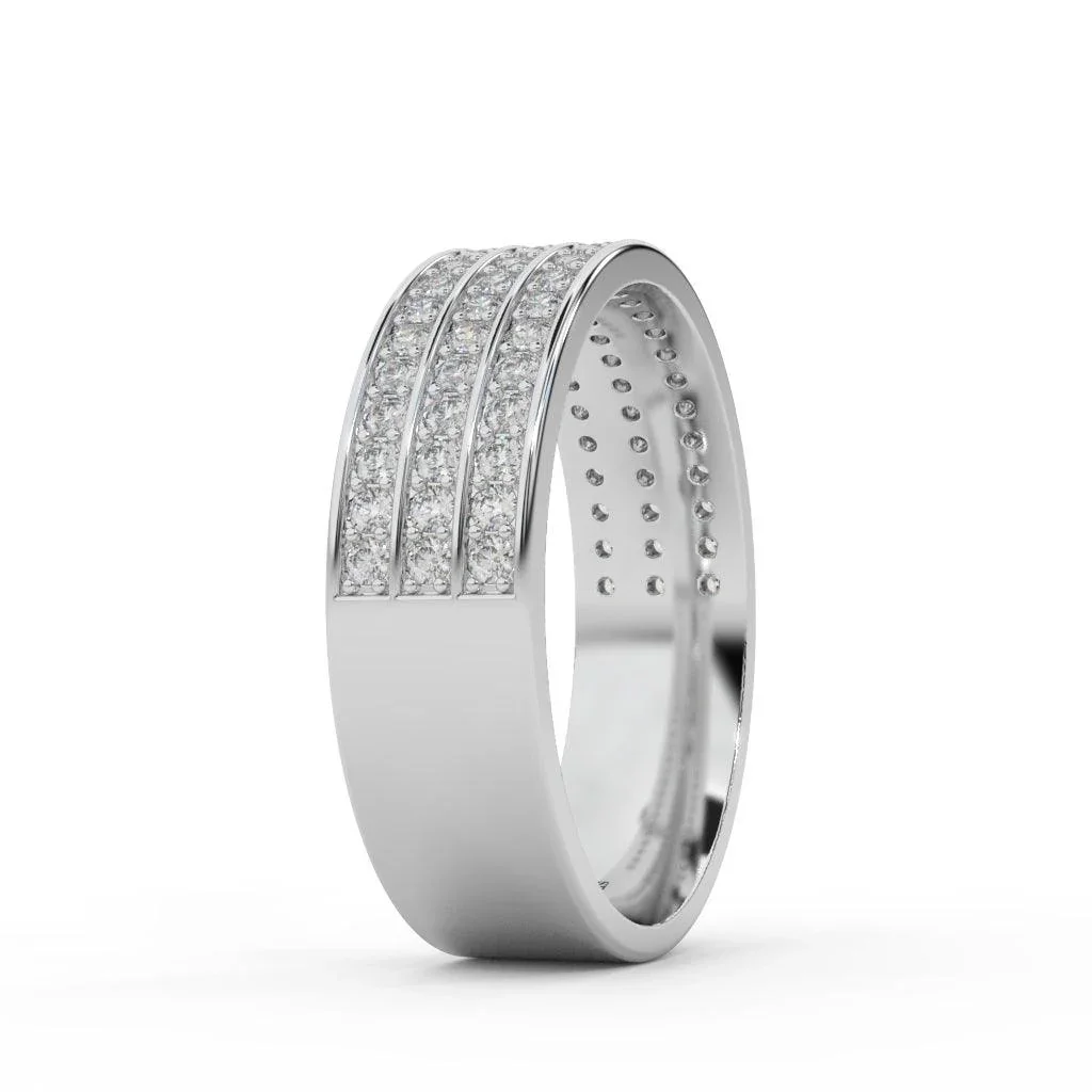 Natural Round Diamond Wedding Band Pave Set In Three Row  0.50 Carat - Image 7
