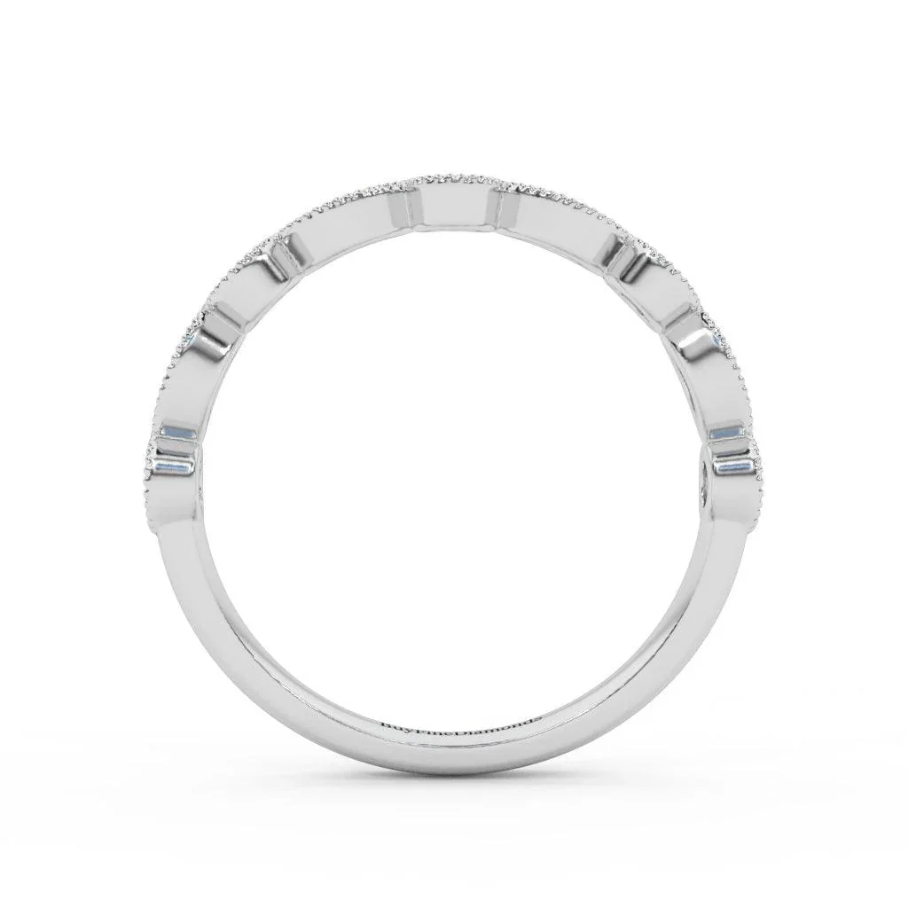 Natural Round & Marquise Diamond Half Eternity Wedding Ring - 0.70 Carat - Image 7