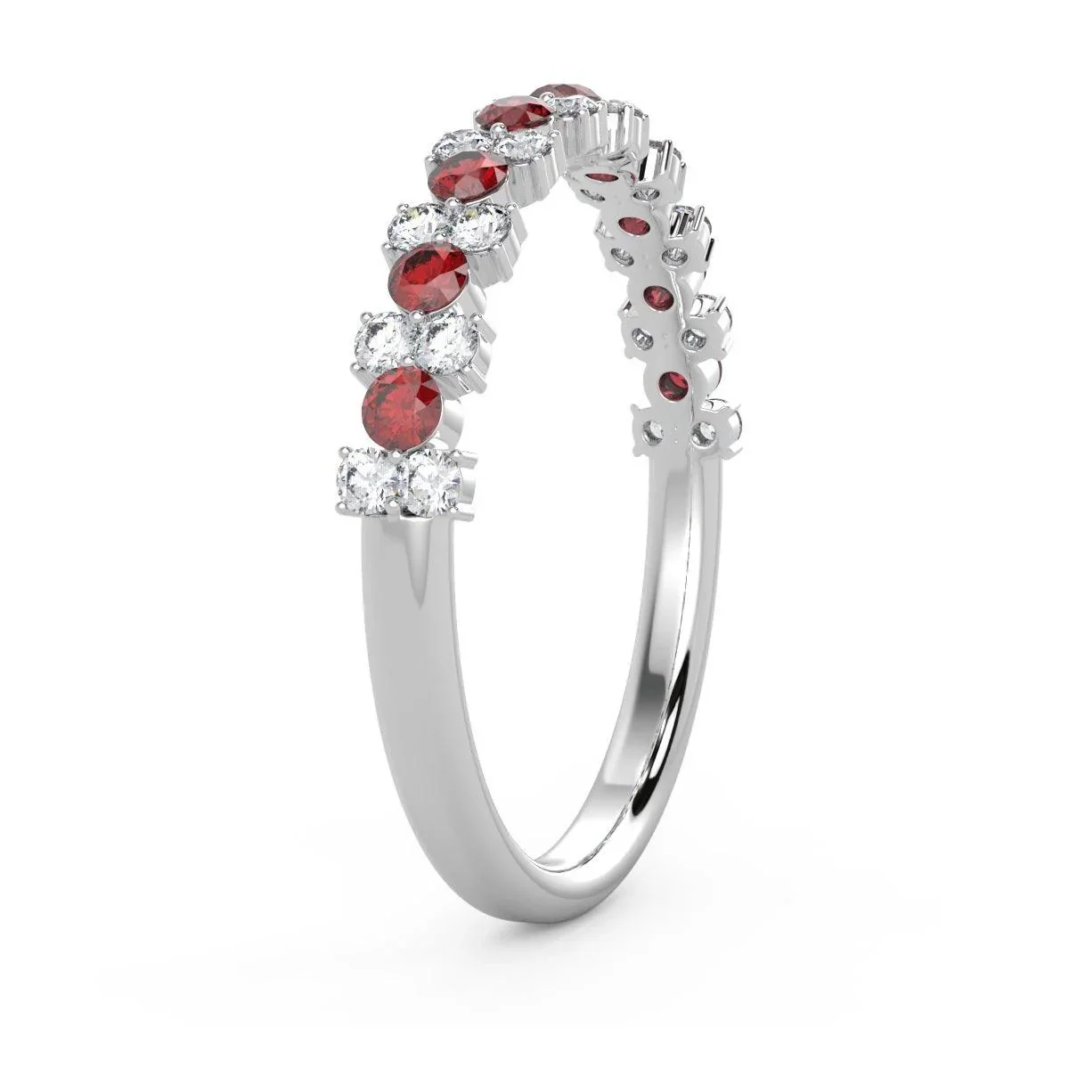 Natural Ruby and Diamond Designer Ring in White Gold 0.75 Ct - Image 2