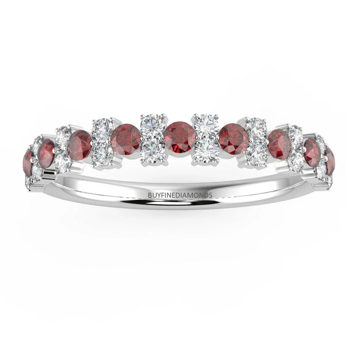Natural Ruby and Diamond Designer Ring in White Gold 0.75 Ct - Image 3