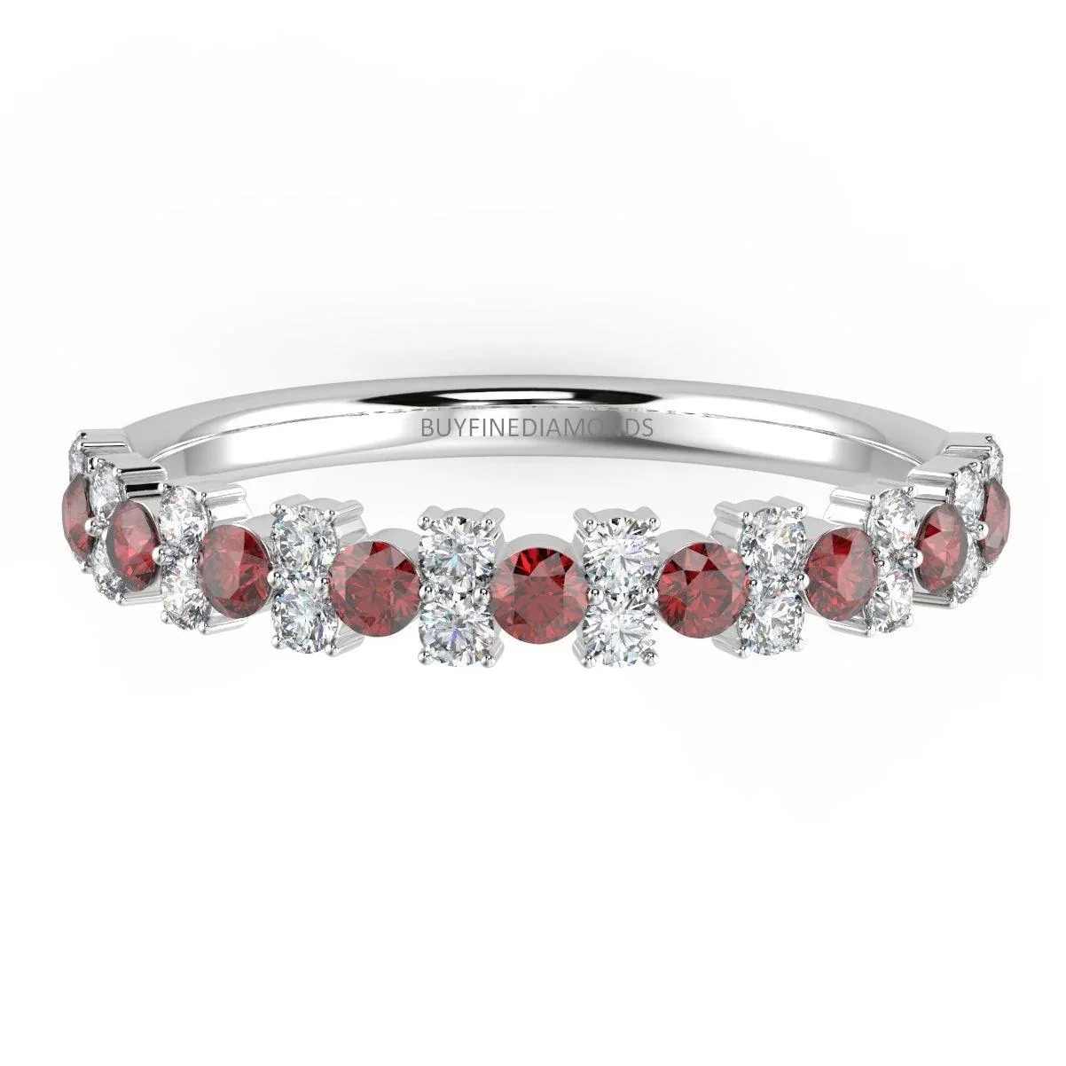 Natural Ruby and Diamond Designer Ring in White Gold 0.75 Ct - Image 4