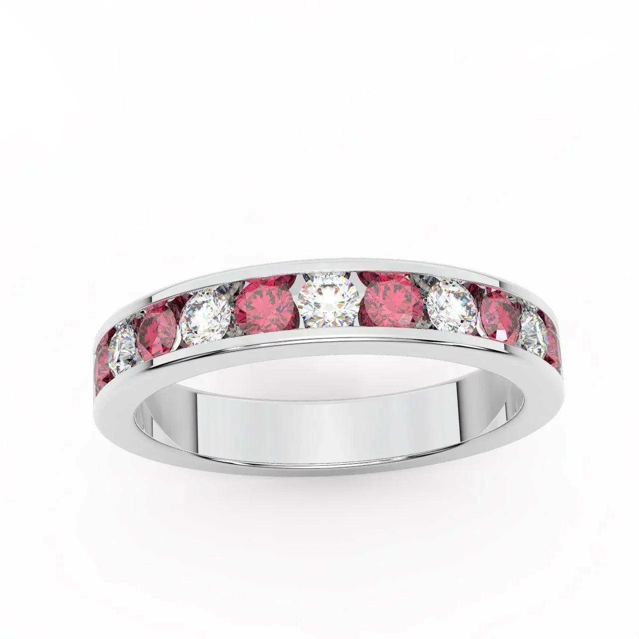 Natural Ruby and Diamond Half Eternity Ring Heavy White Gold 1.50Ct - Image 3