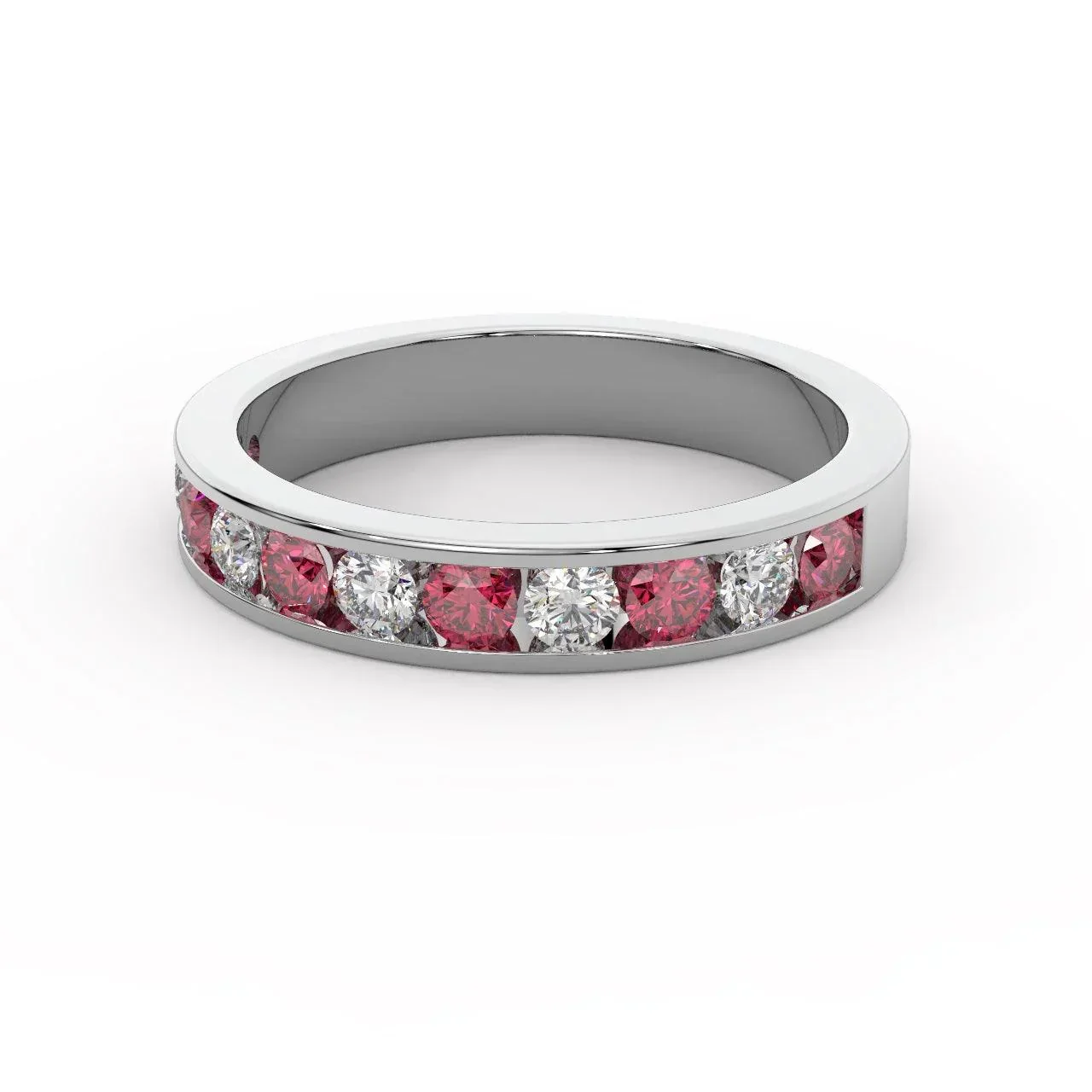Natural Ruby and Diamond Half Eternity Ring Heavy White Gold 1.50Ct - Image 4
