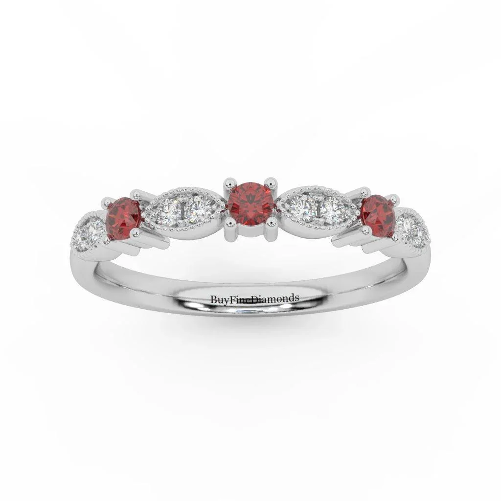 Natural Ruby & Diamond Women's Wedding Band - Image 5