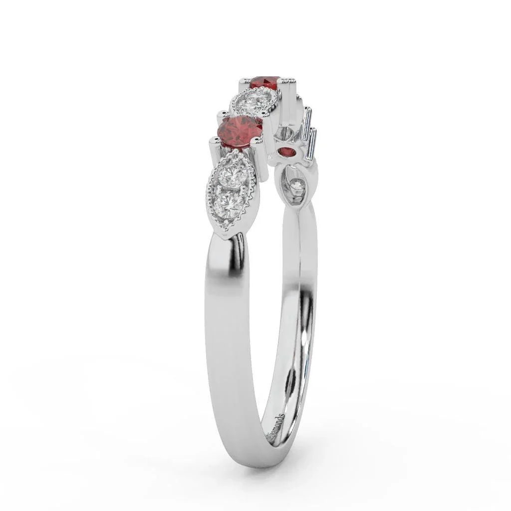 Natural Ruby & Diamond Women's Wedding Band - Image 8