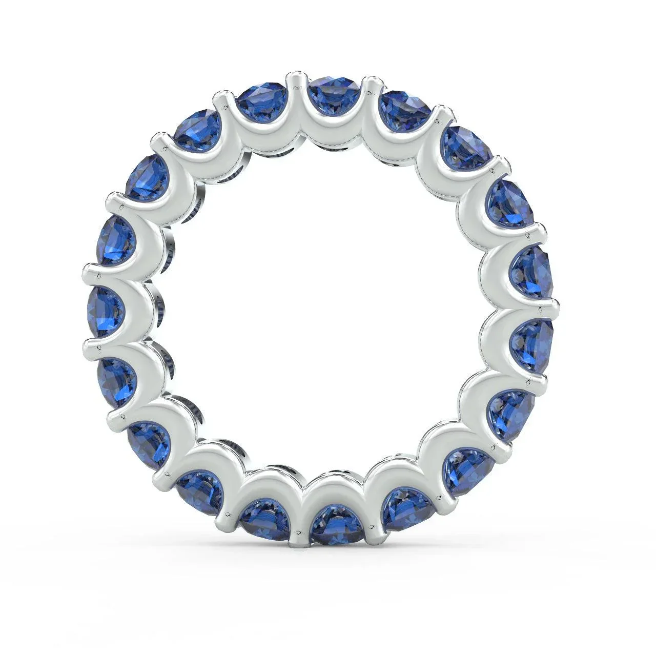 Natural Sapphire U Prong Full Eternity Ring in Hallmarked White Gold 3.00 Carat - Image 2
