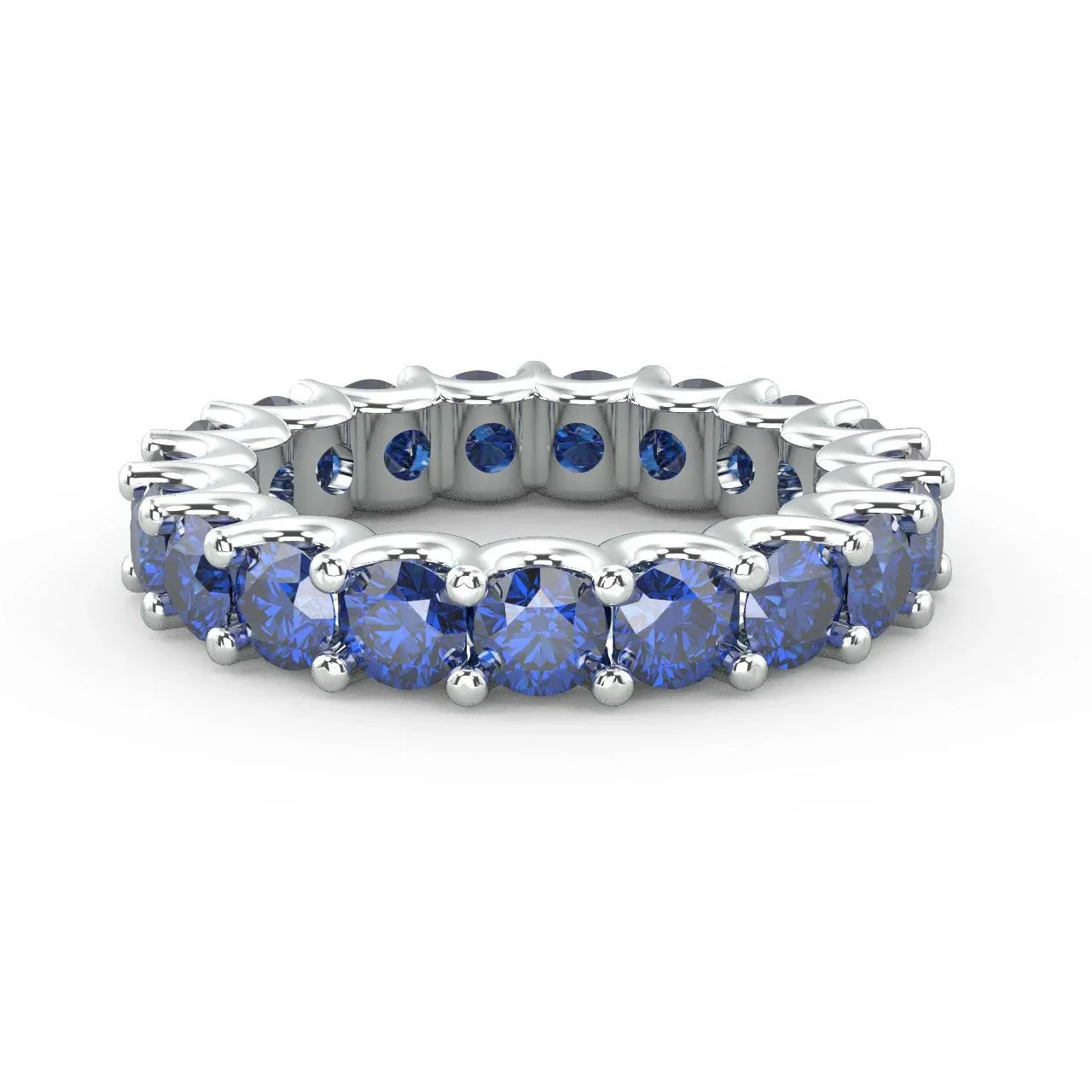 Natural Sapphire U Prong Full Eternity Ring in Hallmarked White Gold 3.00 Carat - Image 3