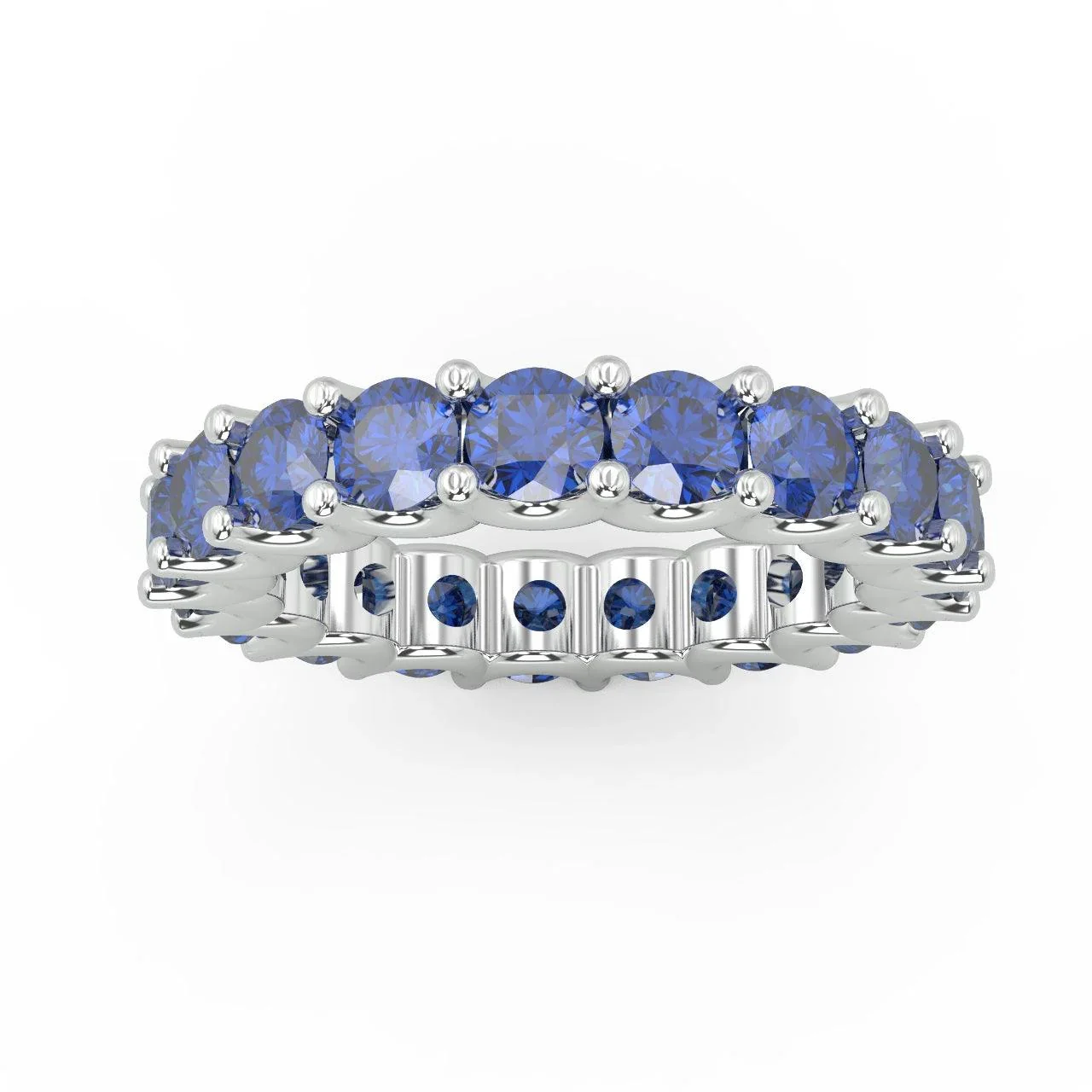 Natural Sapphire U Prong Full Eternity Ring in Hallmarked White Gold 3.00 Carat - Image 4