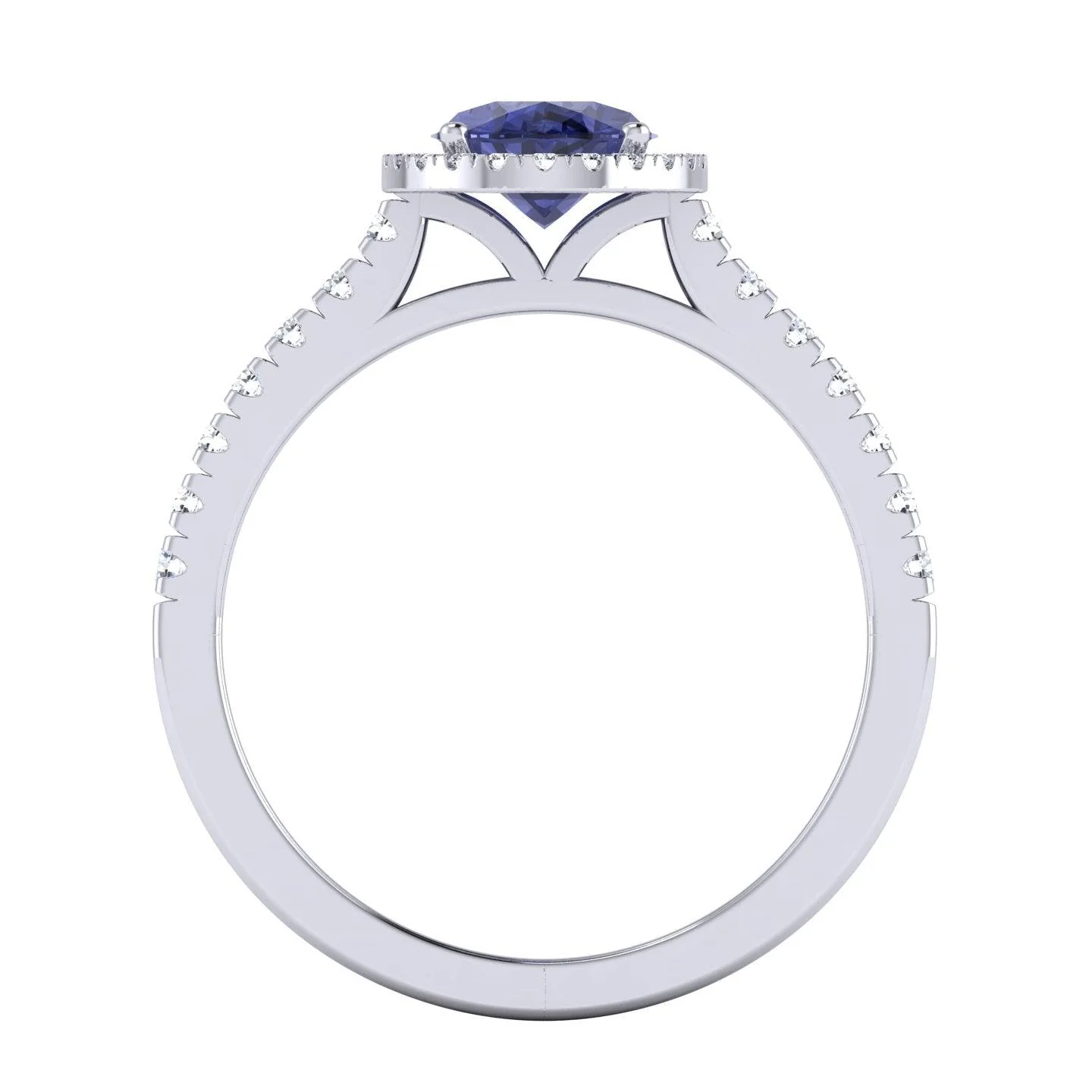 Natural Tanzanite Oval & Diamonds Women's Engagement Ring In 18k White Gold - 2.20 Carat - Image 5